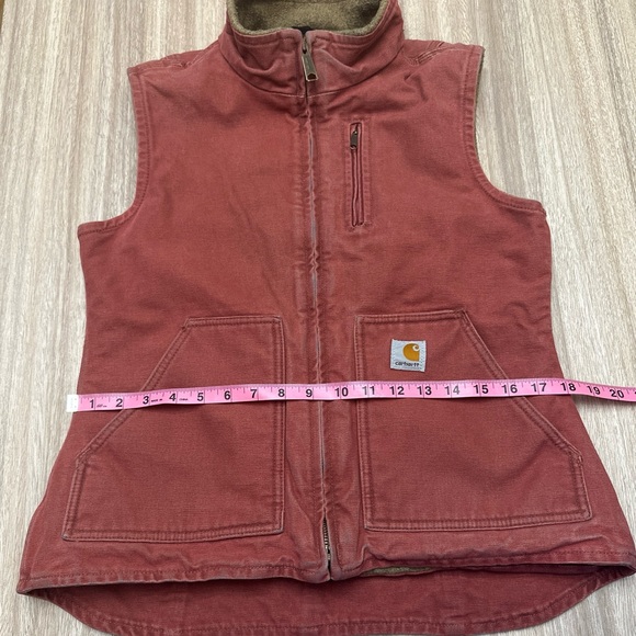 Vintage Carhartt Sherpa Lined Vest WV001 VRS Womens extra small Dusty Rose Pink - Picture 10 of 11